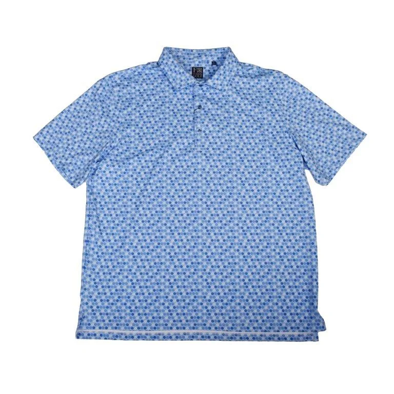 short sleeve graphic t-shirt for casual style -'FX Fusion' Men's Golfball Geo Print Polo - Blue