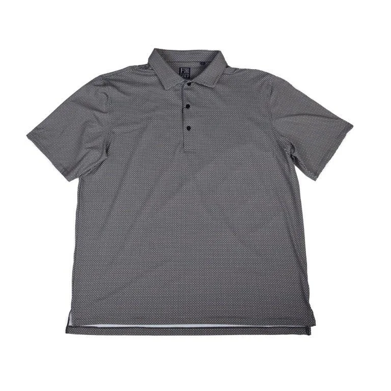 trendy short sleeve shirt for relaxed vibes -'FX Fusion' Men's Three Dots Print Polo - Smoke