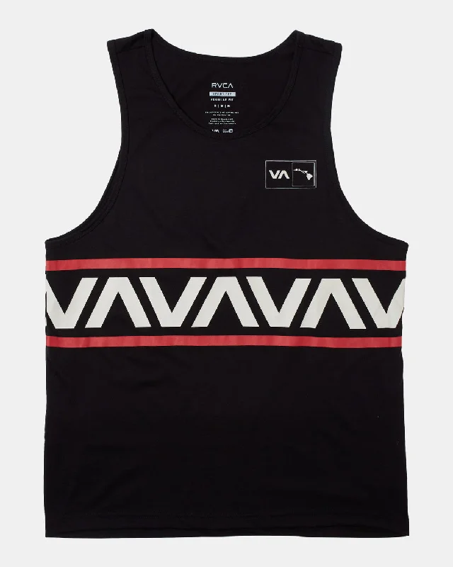 high-quality cotton short sleeve t-shirt -Hawaii Banded Tank Tee - Black