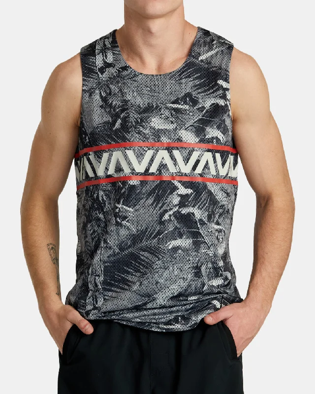 fitted short sleeve t-shirt for athletic wear -Hawaii Taro Mesh Tank Top - Va Real Camo