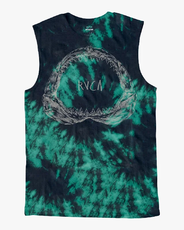 high-end short sleeve casual shirt -Horton Teeth Tank Top - Black/Green Tie Dye