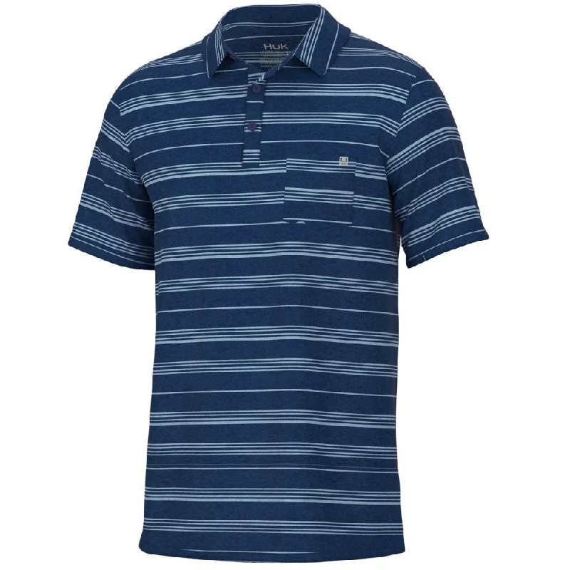 fitted short sleeve t-shirt for athletic wear -'Huk' Men's Twin Lakes Waypoint Polo - Set Sail