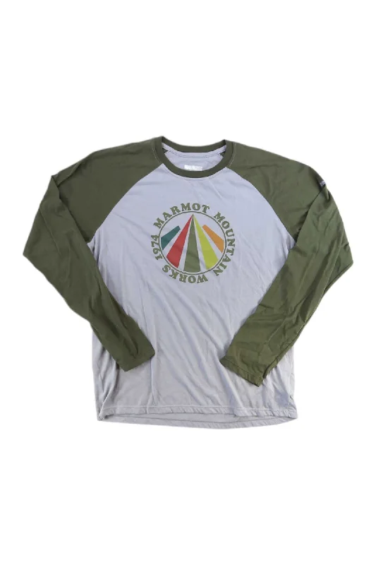 long sleeve shirt with pockets -Marmot Mens Long Sleeve Graphic Baseball Tee