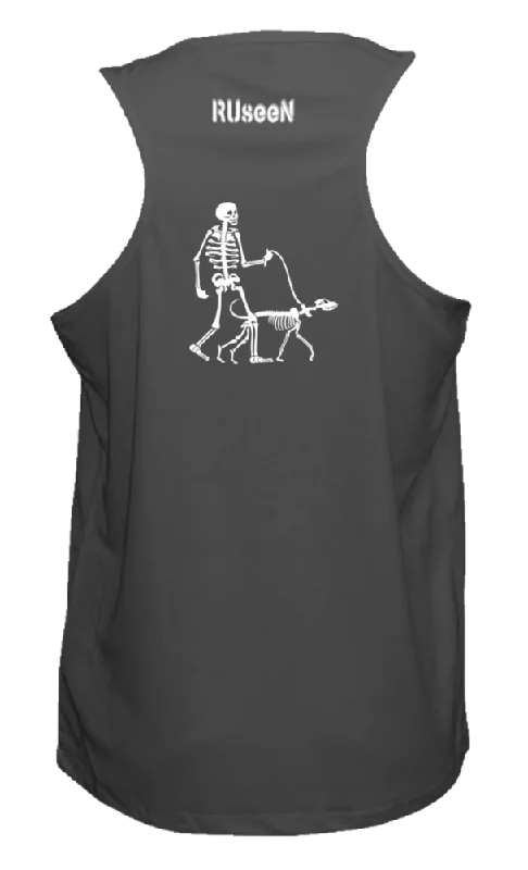 short sleeve t-shirt with modern graphics -Men's Reflective Tank - Skeleton Walking Skeleton Dog