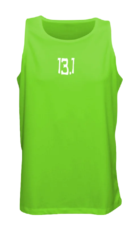 short sleeve shirt for the gym and workout -Men's Reflective Tank Top - 13.1 Half Crazy