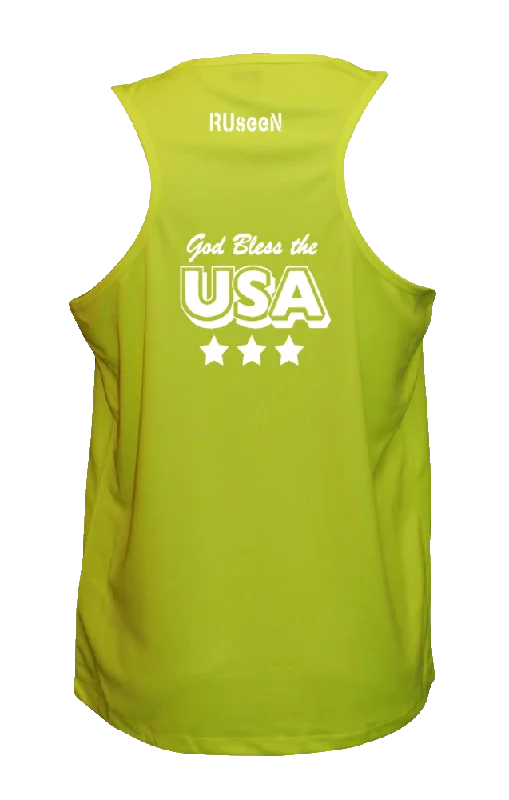 summer short sleeve workout shirt -Men's Reflective Tank Top - God Bless the USA