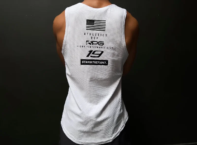 basic short sleeve t-shirt for men -MEN'S RPG "PRO ACTIVE" MESH TANK- WHITE