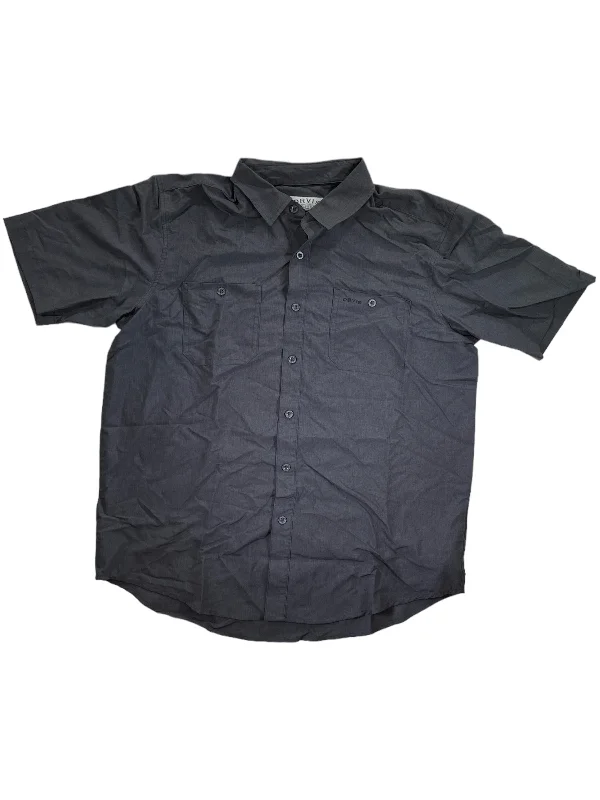 fashionable button down shirt -Mens Short Sleeve Woven Tech Shirt