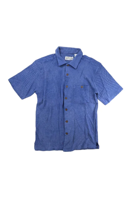 men’s fitted dress shirt -Mens Waffle Short Sleeve Button Up Shirt