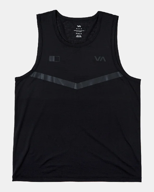 high-quality short sleeve cotton shirt -RVCA Runner Tank Top - Black