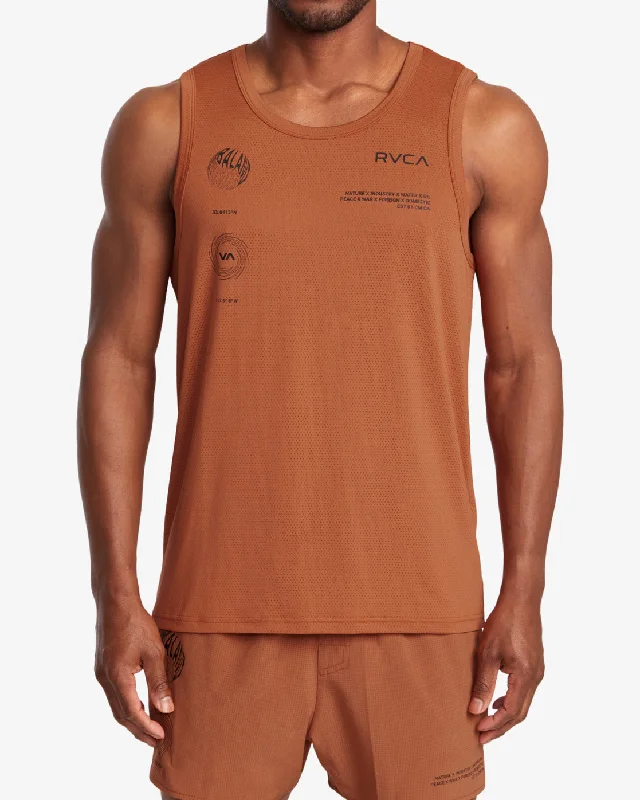 short sleeve t-shirt with bold graphics -RVCA Runner Tank Top - Terracotta