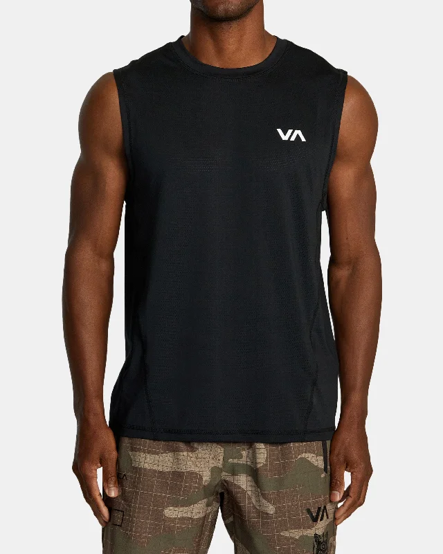 short sleeve top for hot summer days -Sport Vent Muscle Tank Top - Black