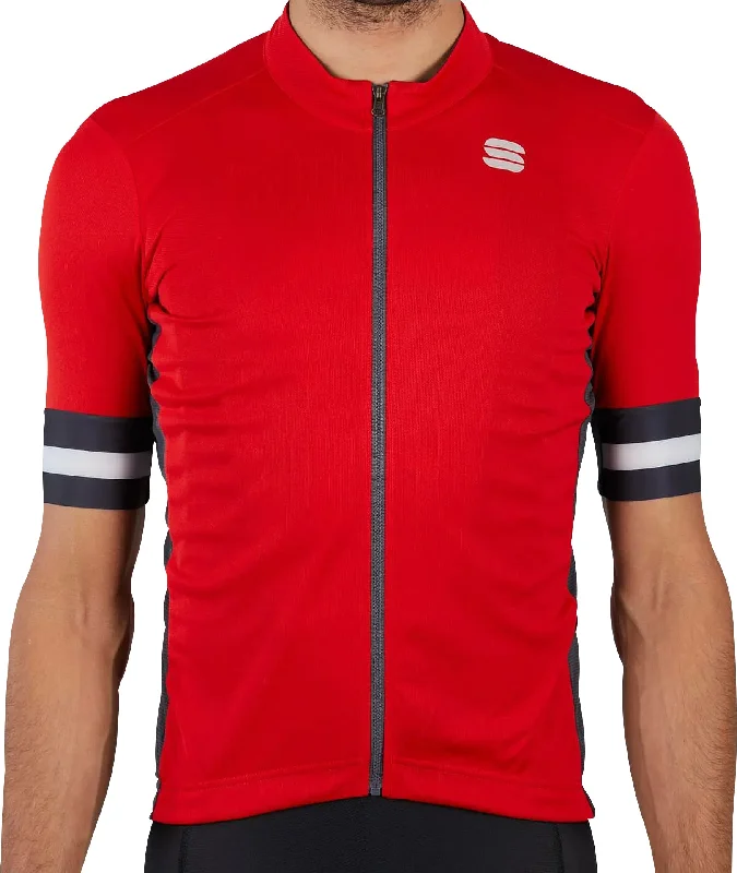 sporty short sleeve t-shirt with designs -Sportful Kite Short Sleeve Mens Cycling Jersey - Red