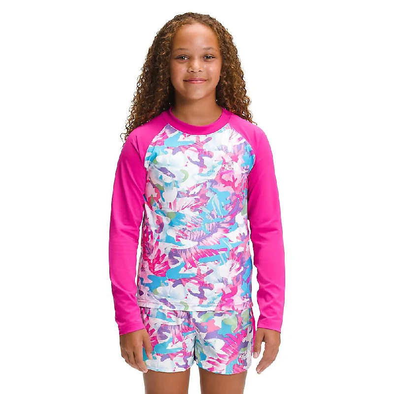 breathable shirt for men -The North Face Girls Printed Amphibious LS Sun Tee