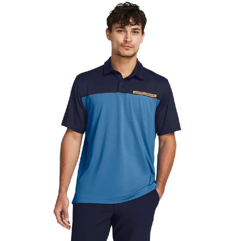 casual short sleeve shirt for laid-back style -'Under Armour' Men's T2G Solid Polo - Photon Blue / Midnight Navy