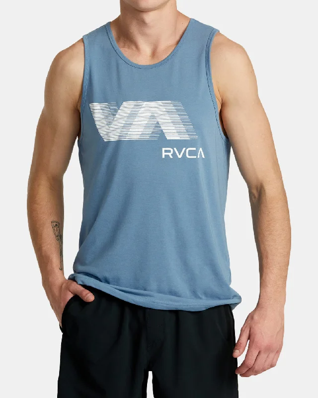 trendy graphic t-shirt for school -VA RVCA Blur Tank Top - Blue Tack