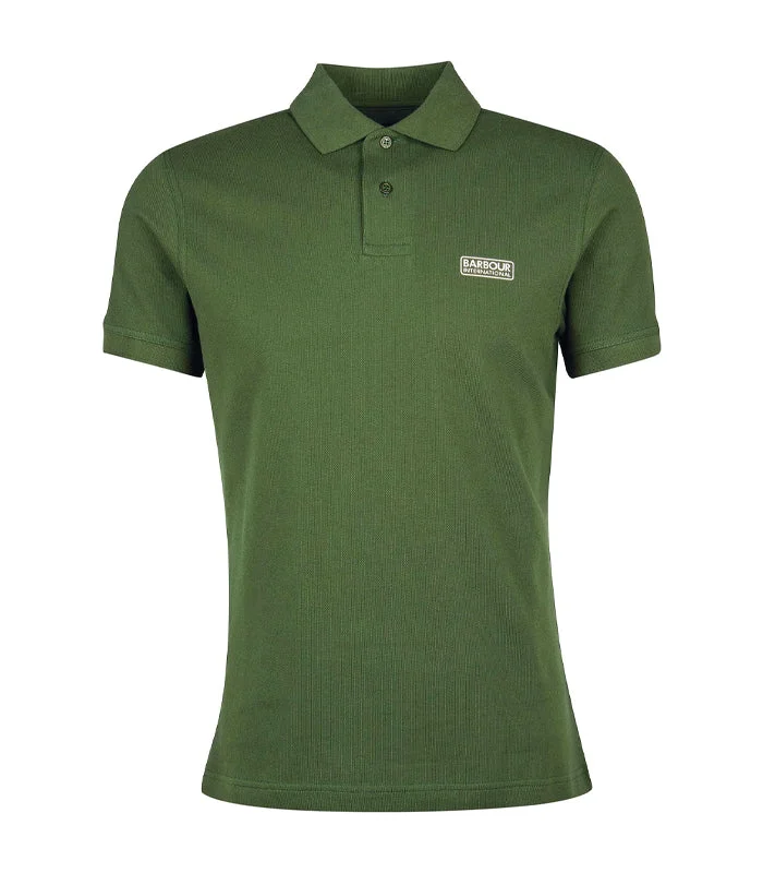 stylish fitted short sleeve t-shirt for women -BARBOUR INTERNATIONAL ESSENTIAL POLO KOMBU GREEN