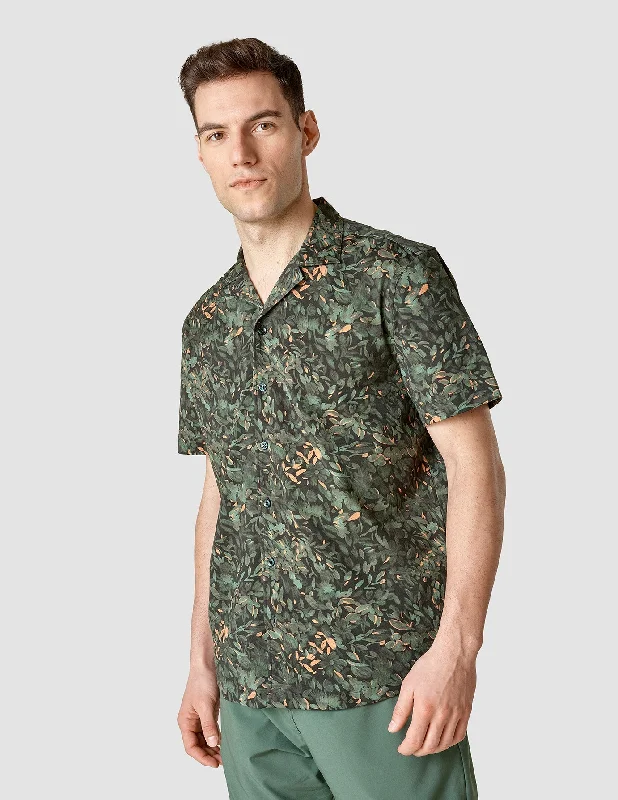 outdoor shirt for men -Bowling Short Sleeve Shirt Forest Night