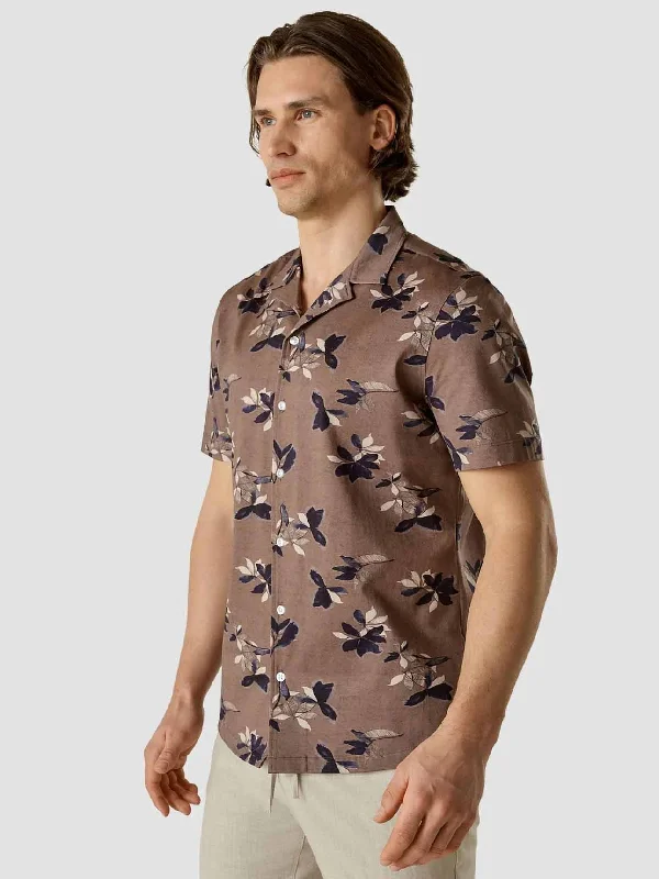 wool shirt for cold weather -Bowling Short Sleeve Shirt Subtle Flowers