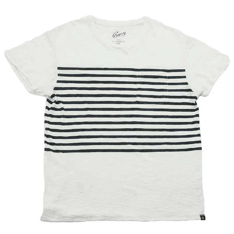 versatile short sleeve shirt for layering -Breton Stripe Tee - Chalk / Blue Graphite