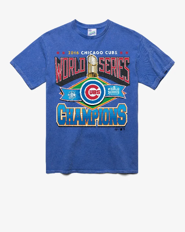 basic short sleeve t-shirt for men -CHICAGO CUBS COOPERSTOWN WORLD SERIES LOCKER '47 VINTAGE TUBULAR TEE