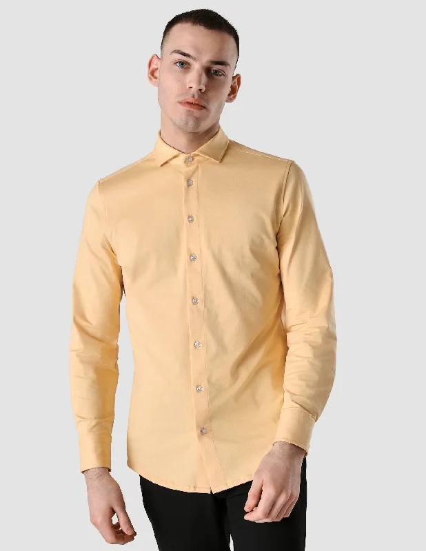 loose fitting blouse for women -Classic Shirt Brick Yellow Slim