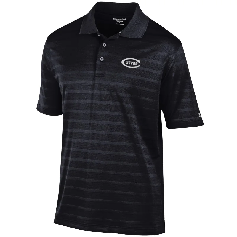 relaxed fit short sleeve shirt for men -Champion Textured Stripe Polo - Black