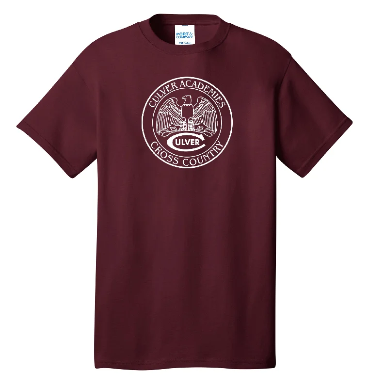 stylish short sleeve t-shirt for hot days -Culver Athletics Tees - Cross Country - Maroon