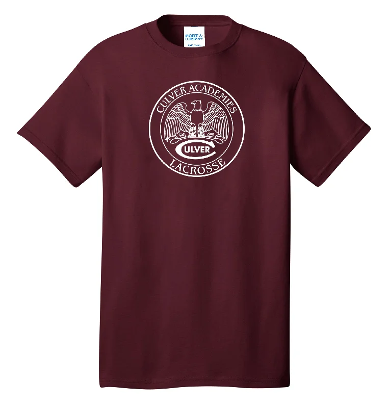 summer short sleeve shirt for daily wear -Culver Athletics Tees - Lacrosse - Maroon