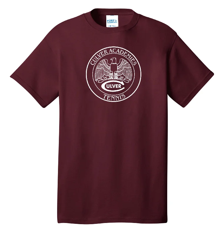 fashionable loose short sleeve shirt -Culver Athletics Tees - Tennis - Maroon