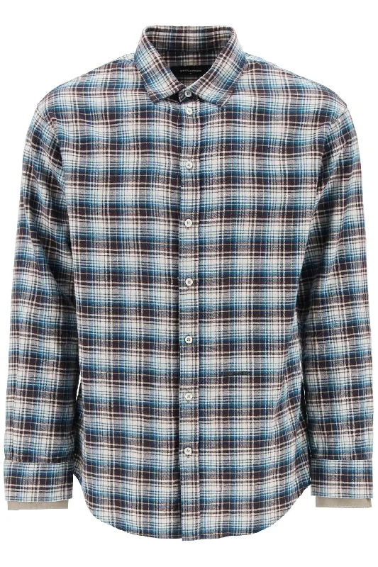 sleek dress shirt for men -Dsqua2 Men's Check Shirt With Laye Sleeves