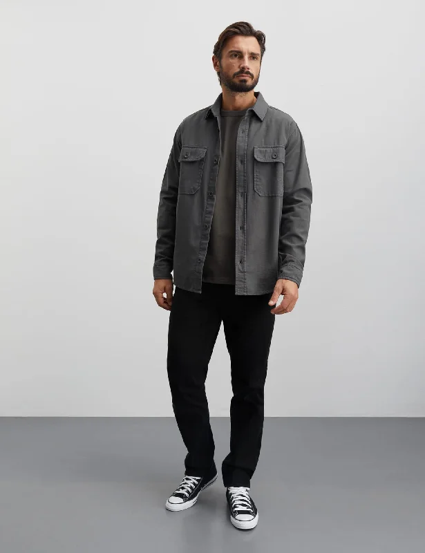 classic cotton shirt -Dyed Canvas Skyler Shirt, Charcoal Gray