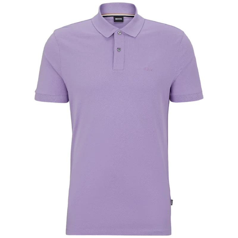 stylish short sleeve cotton t-shirt -Hugo Boss Men's Pallas Short Sleeve Pique Polo Shirt, Lavender Cream