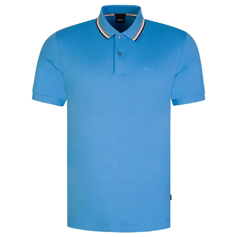 fitted short sleeve shirt for a tailored look -Hugo Boss Men's Penrose Turquoise Blue Short Sleeve Slim Fit Polo T-Shirt