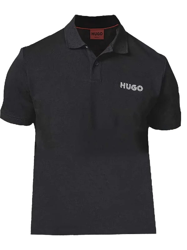 short sleeve tie-dye t-shirt -Hugo Men's Drocholo Logo Short Sleeve Polo T-Shirt, Black