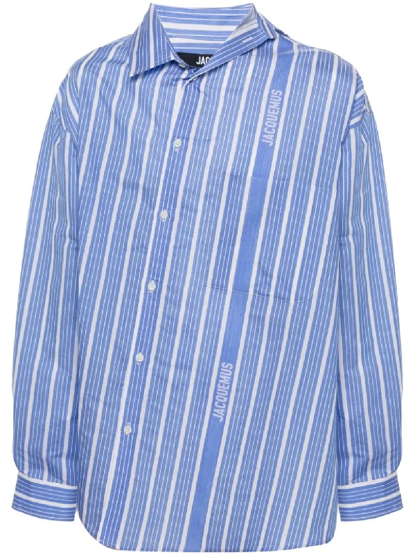 plaid shirt with patchwork -Jacquemus Men's Shirts Clear blue