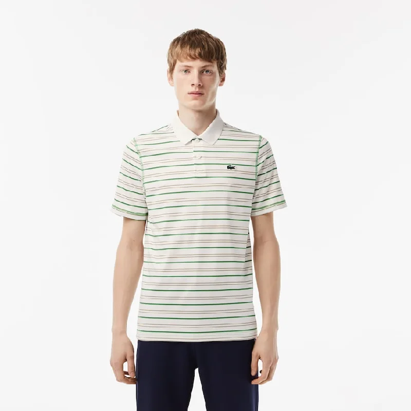 short sleeve graphic t-shirt for casual style -Men’s Golf Recycled Polyester Stripe Polo Flour