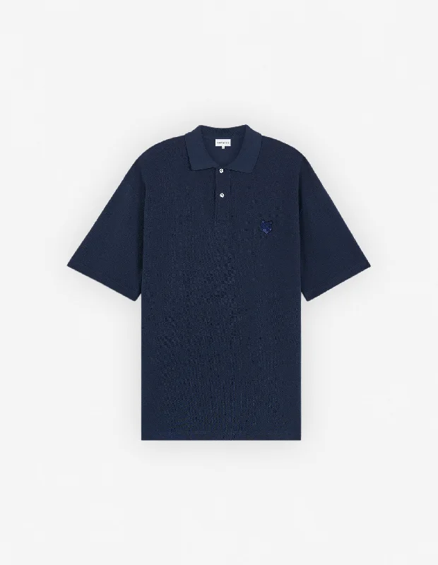 loose short sleeve cotton shirt -Men's Bold Fox Head Patch Oversize Polo Deep Navy