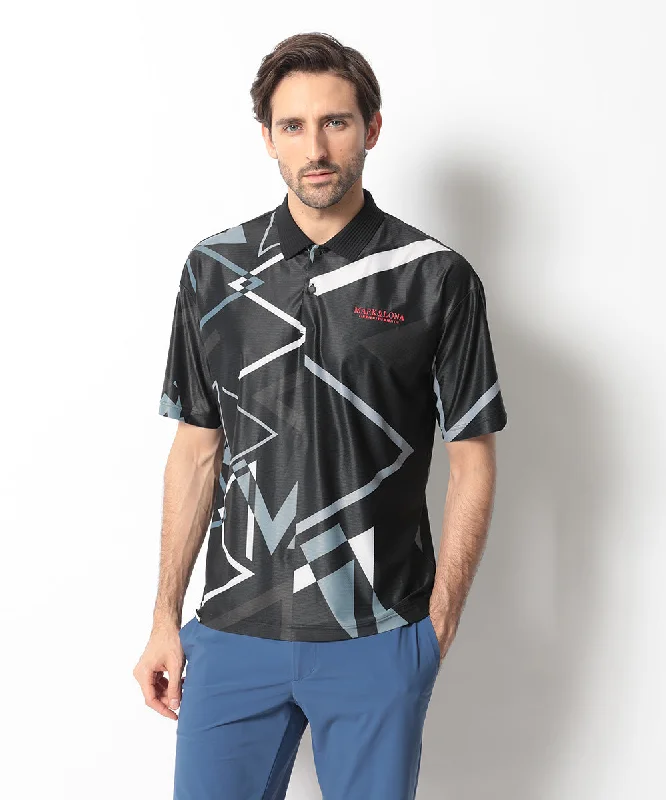 fitted short sleeve shirt for a tailored look -Men's Graphic Triangle Polo Men Black