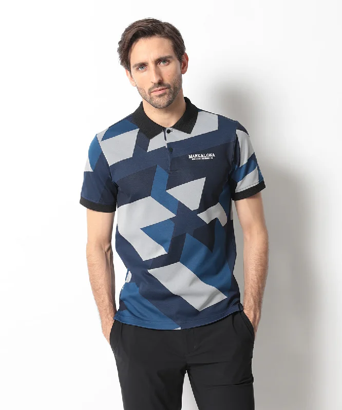 short sleeve t-shirt for chic casual looks -Men's Original Jacquard Triangle Polo Navy