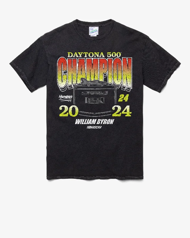 short sleeve t-shirt for running activities -WILLIAM BYRON HENDRICK MOTORSPORTS DAYTONA 500 CHAMPION LOCKER '47 VINTAGE TUBULAR