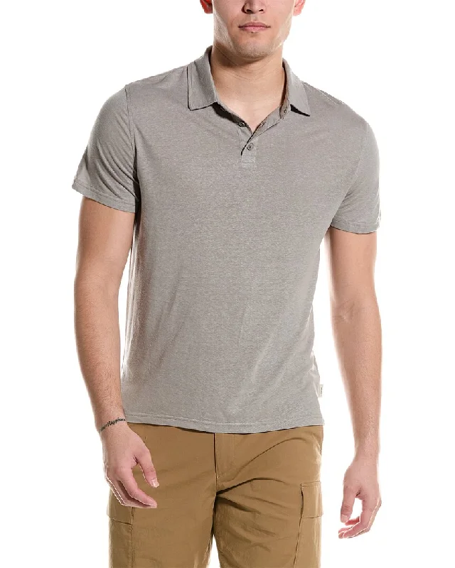 athletic short sleeve shirt for running -Onia Linen-Blend Polo Shirt