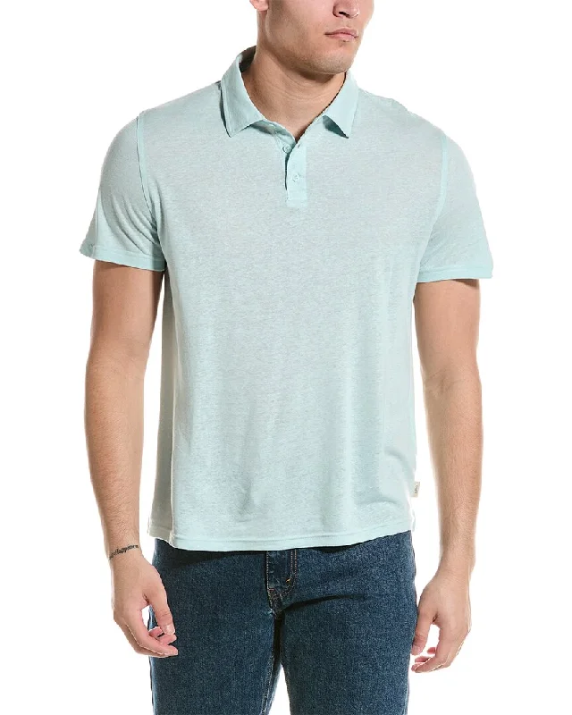 comfortable fit short sleeve shirt -Onia Linen-Blend Polo Shirt