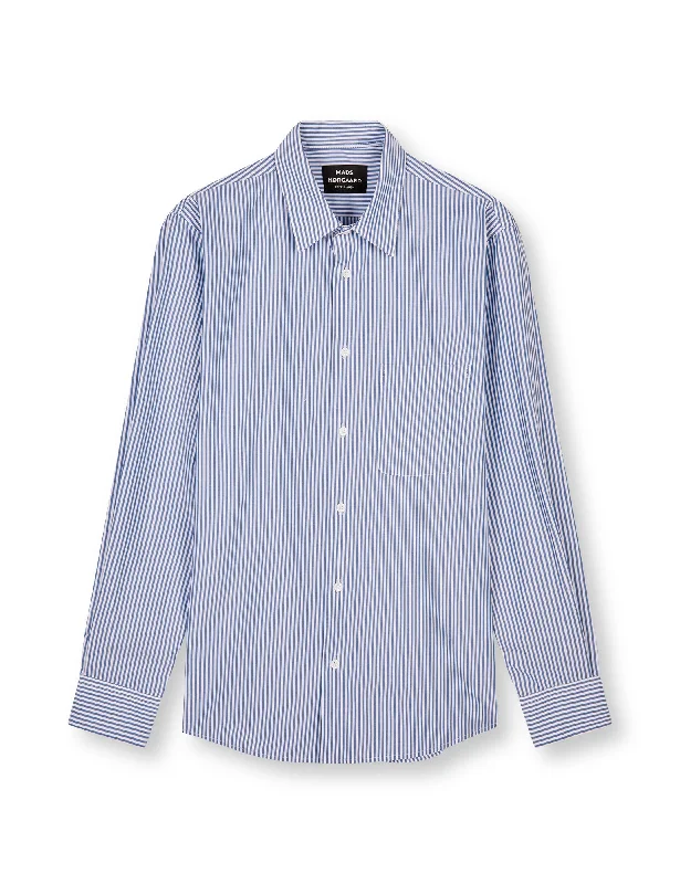 women’s office shirt -Organic Cotton Poplin Sune Shirt, Triple Stripe