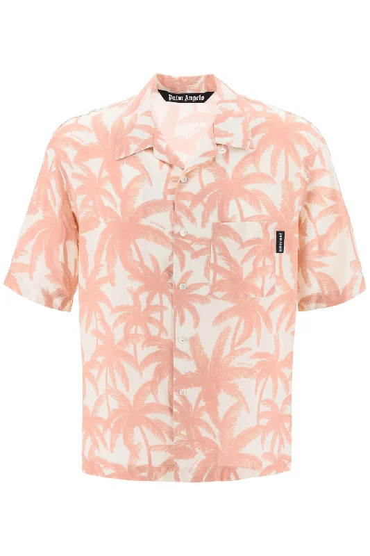 high fashion shirt for men -Palm Angels Men's Bowling Shirt With Palms Motif