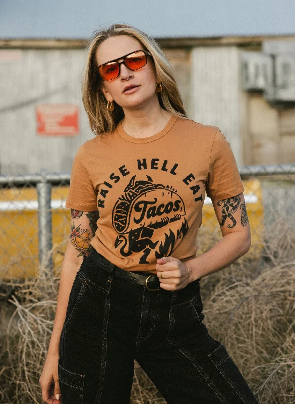 comfortable short sleeve cotton shirt -Raise Hell Eat Tacos Tee