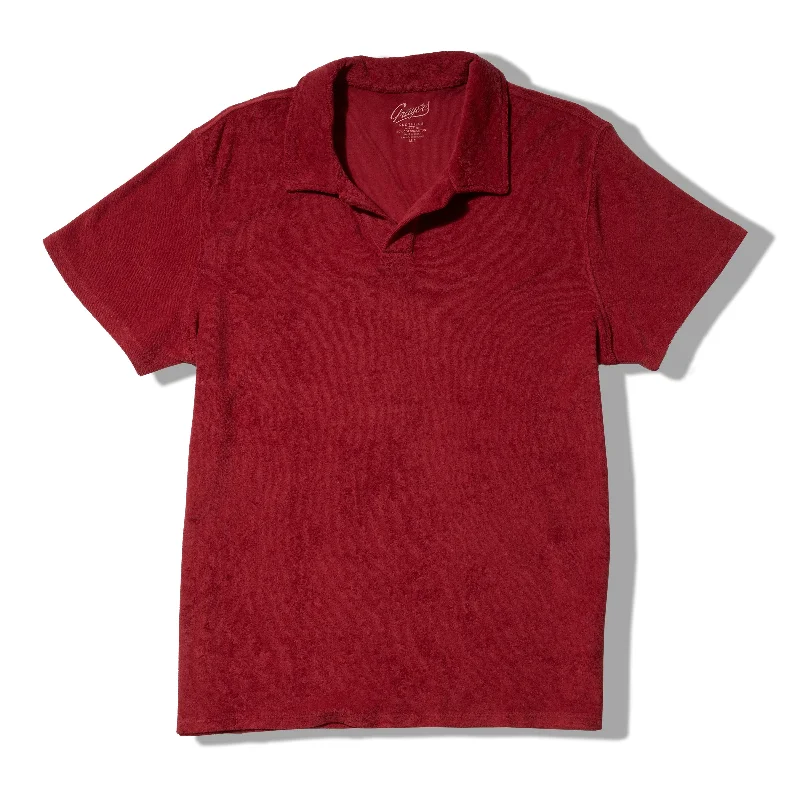 printed short sleeve polo for men -Riviera Terry Polo - Brick Red