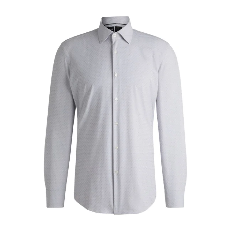 men’s white shirt for casual wear -Slim-fit shirt in performance-stretch dobby