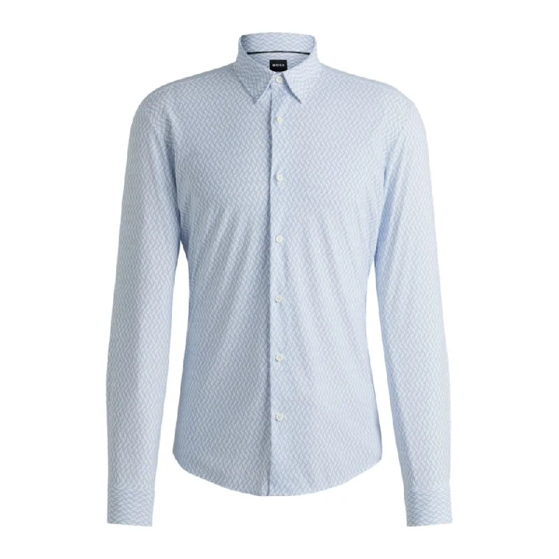 vintage style shirt for men -Slim-fit shirt in printed performance-stretch jersey