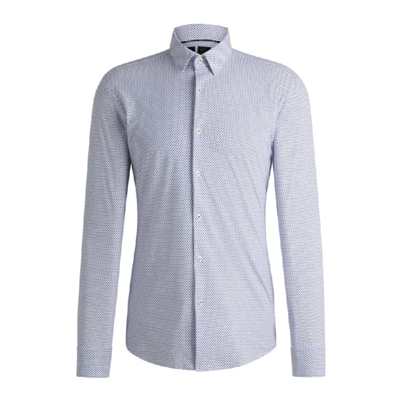 men’s shirt with patterns -Slim-fit shirt in printed performance-stretch jersey